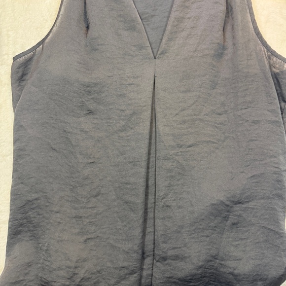 Grey & Gray Sleeveless Blouse Womens Size Small Black Satin Goth Classic - Picture 7 of 9
